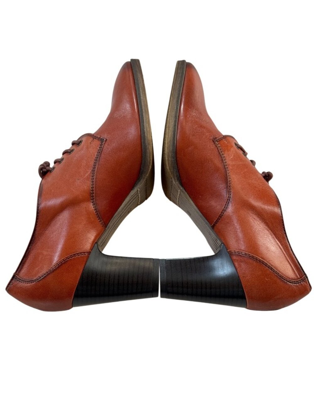 SHOE EMBASSY Women's Brown Leather Lace-Up Heeled Oxford Shoes Size 7.5 / 38 - Picture 8 of 12